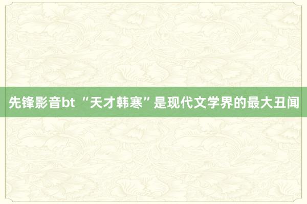 先锋影音bt “天才韩寒”是现代文学界的最大丑闻