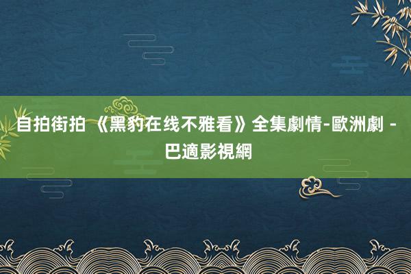 自拍街拍 《黑豹在线不雅看》全集劇情-歐洲劇 - 巴適影視網