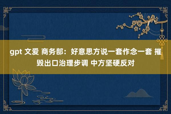 gpt 文爱 商务部：好意思方说一套作念一套 摧毁出口治理步调 中方坚硬反对